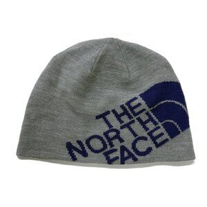 The North Face Beanie Reversible Youth Medium Gray Purple Winter Hat Girls